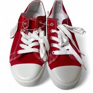 Vibrant Red Sneakers with White Accents